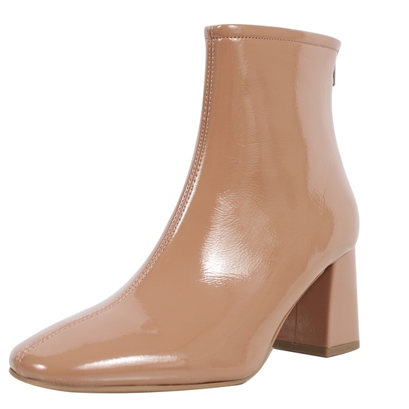 Camel Square Toe High Top Mid Block Heel Ankle Boo - Picture 2 of 6